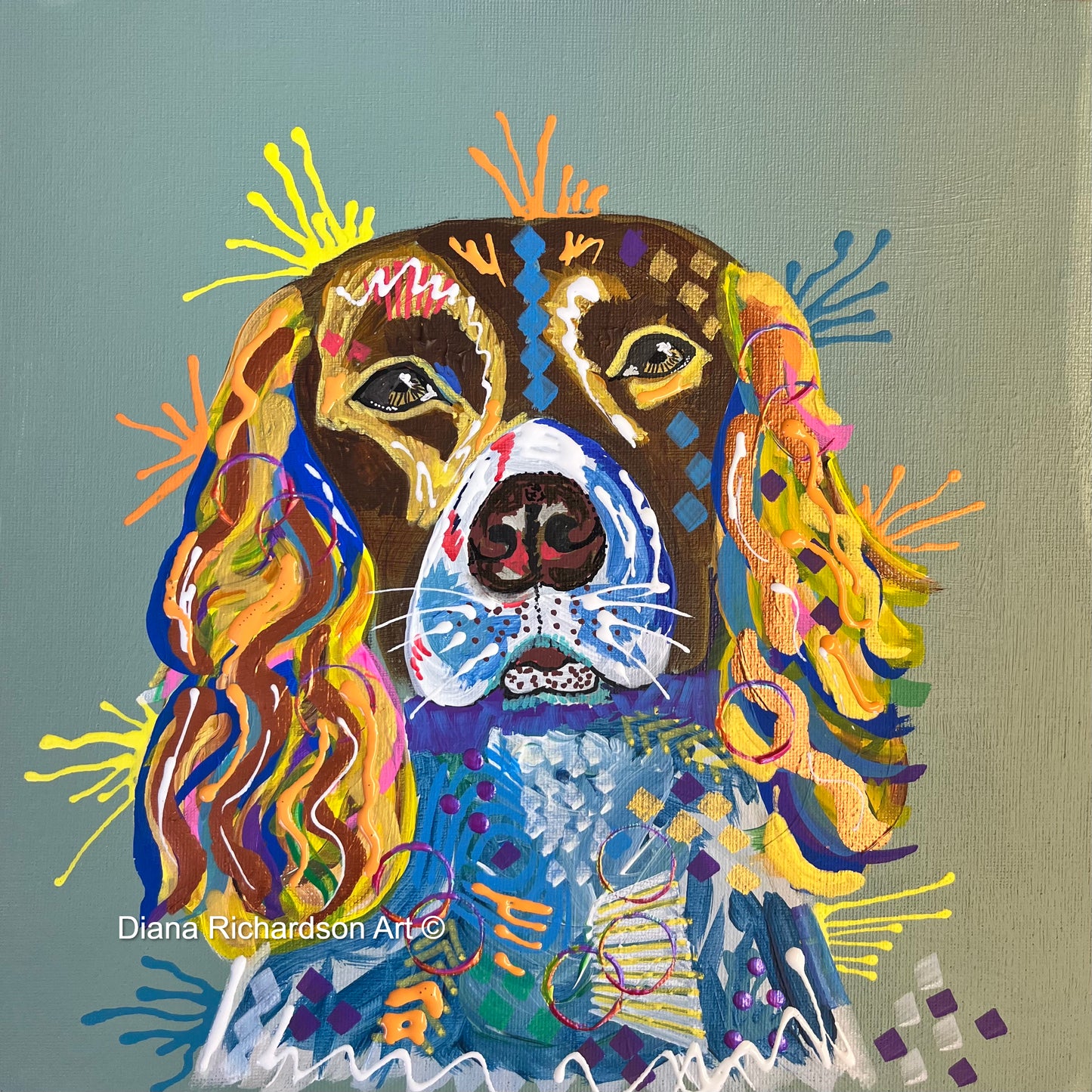 Isla the Springer Spaniel - ORIGINAL MIXED MEDIA PAINTING - UNFRAMED