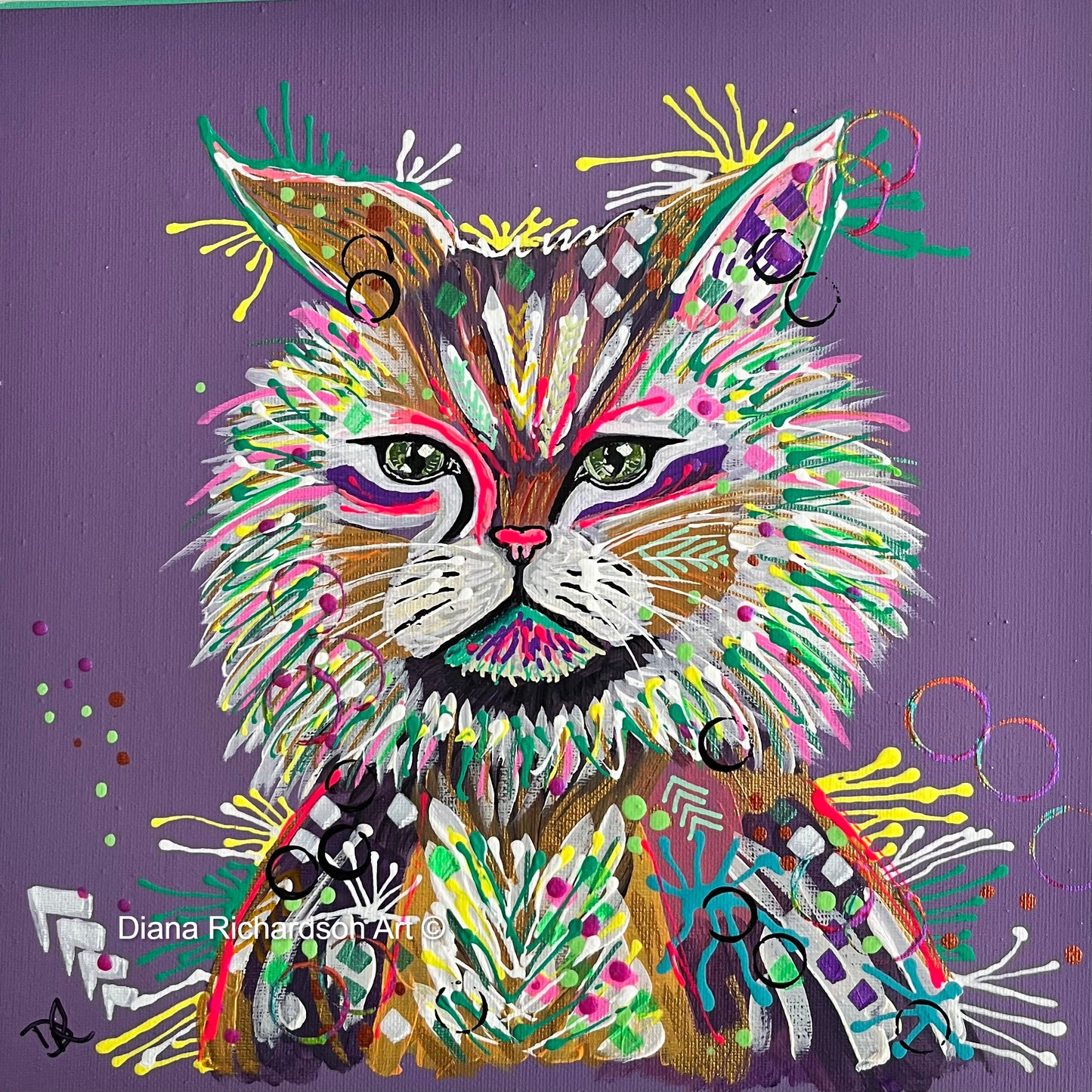 Taylor the Cat - ORIGINAL MIXED MEDIA PAINTING - UNFRAMED