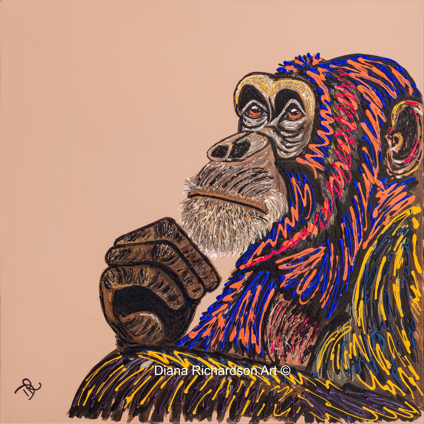 Solitude - a Thoughtful Chimpanzee - Limited Edition Fine Art Print (Unframed)