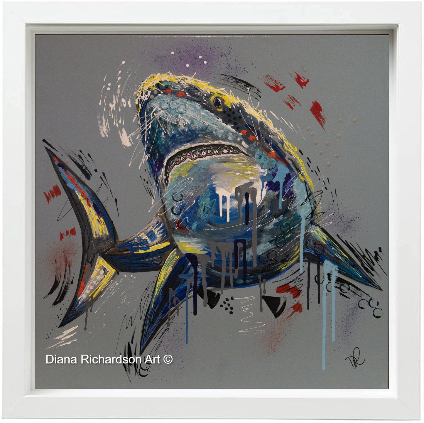 Tempest - Great White Shark - ORIGINAL PAINTING - FRAMED