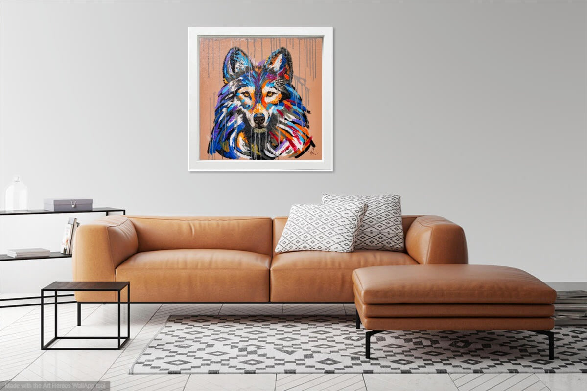 Koa the Wolf - ORIGINAL PAINTING - FRAMED