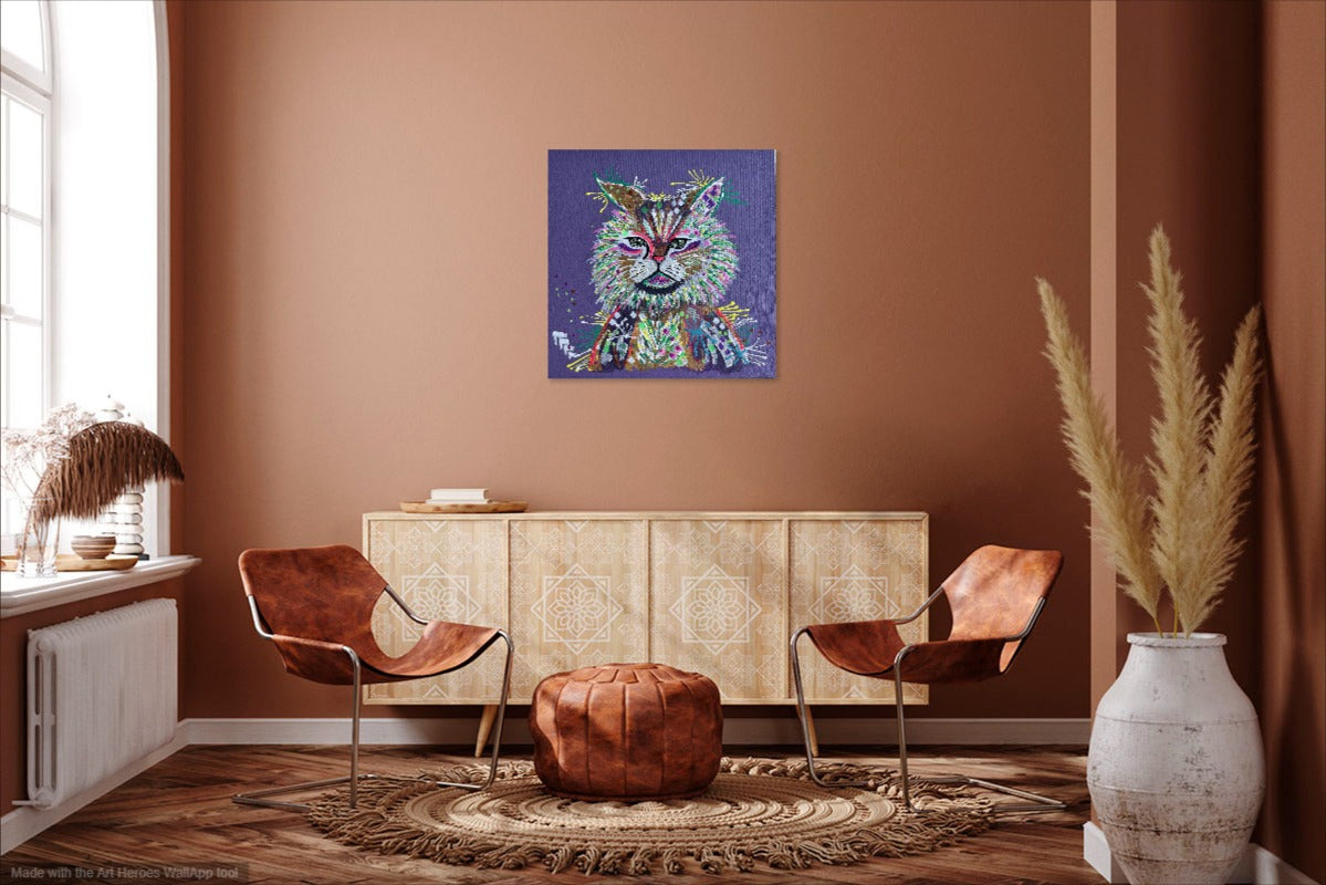 Taylor the Cat - ORIGINAL MIXED MEDIA PAINTING - UNFRAMED