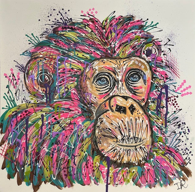 Bella the Chimpanzee - ORIGINAL MIXED MEDIA PAINTING