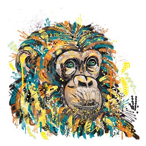 Charlie the Chimpanzee - ORIGINAL MIXED MEDIA PAINTING