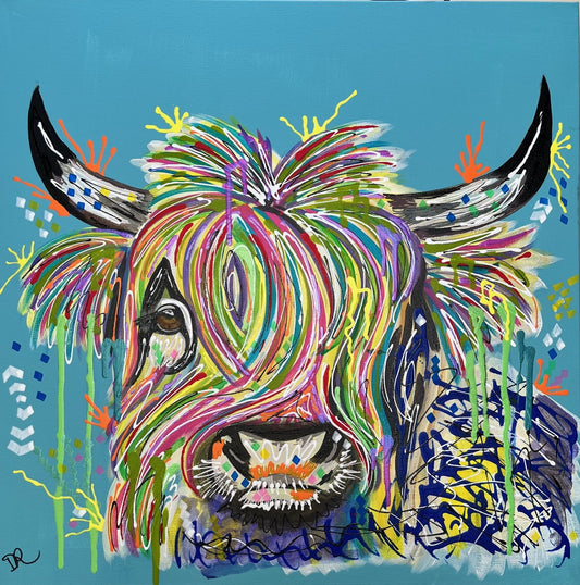 Agnes the Highland Cow - ORIGINAL MIXED MEDIA PAINTING