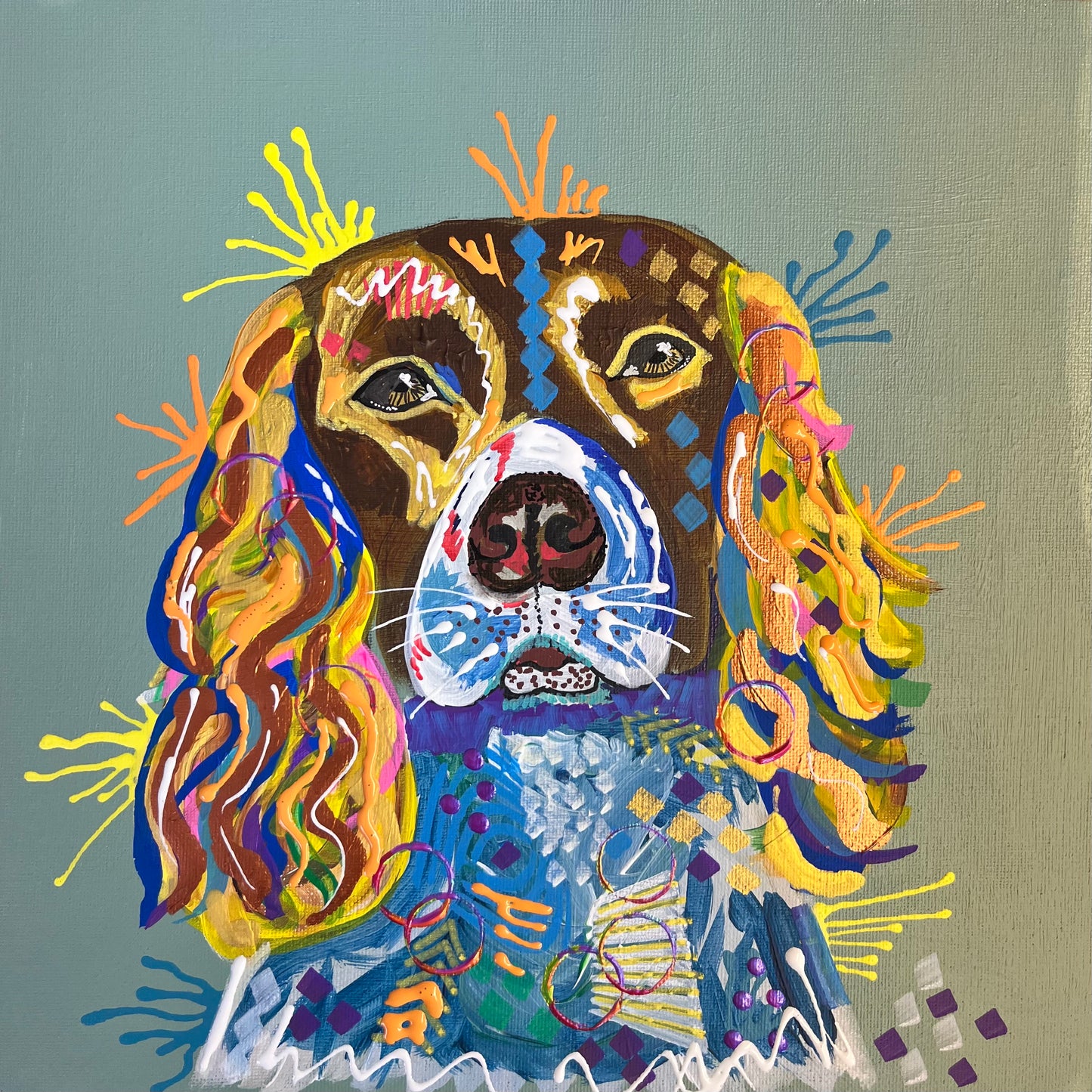 Isla the Springer Spaniel - ORIGINAL MIXED MEDIA PAINTING