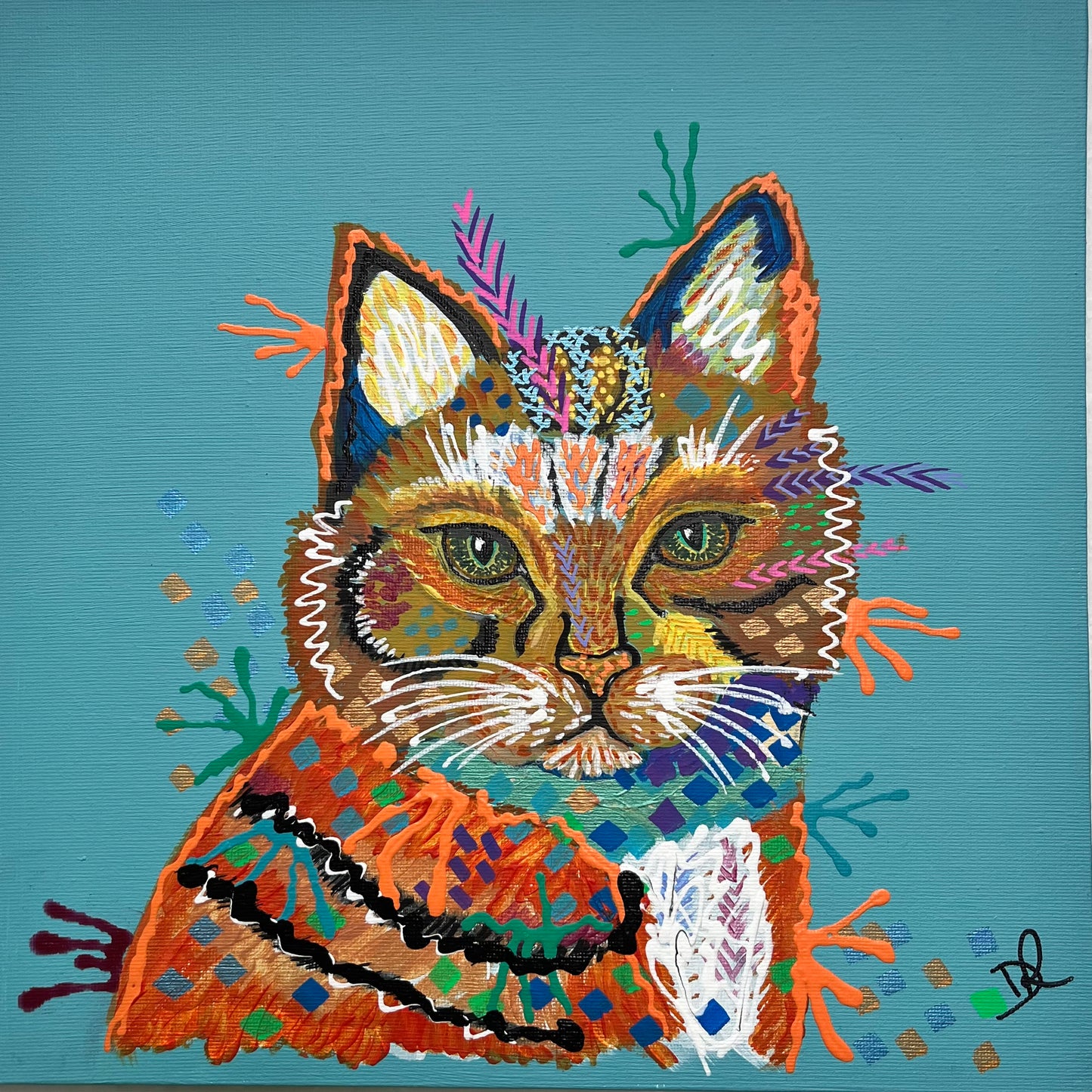 Ember the Cat - ORIGINAL MIXED MEDIA PAINTING