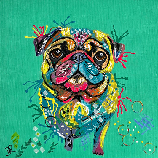 Jeeves the Pug - ORIGINAL MIXED MEDIA PAINTING