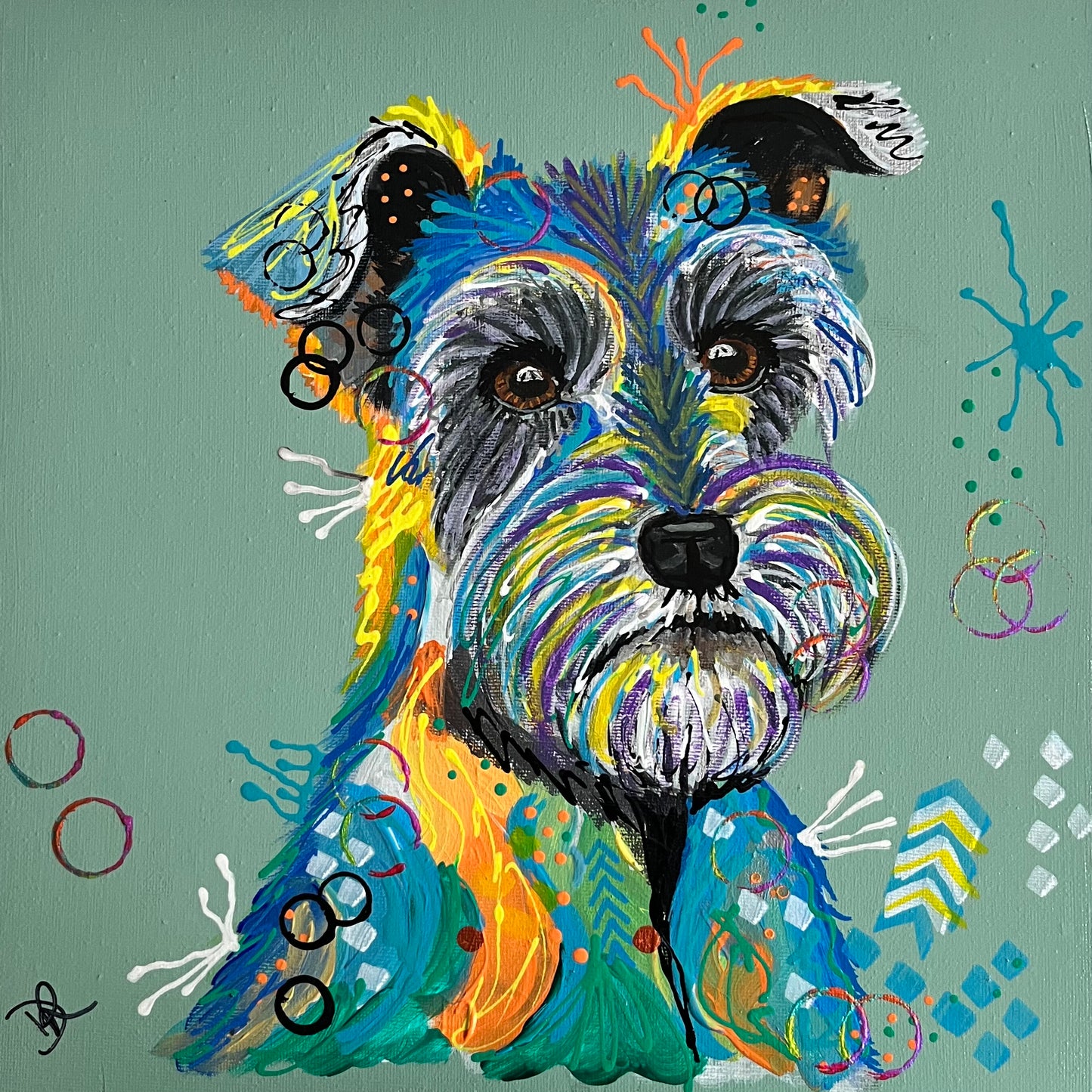 Archie the Schnauzer - ORIGINAL MIXED MEDIA PAINTING