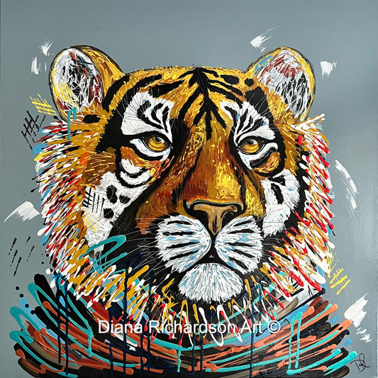 Khan the Tiger - ORIGINAL PAINTING - FRAMED