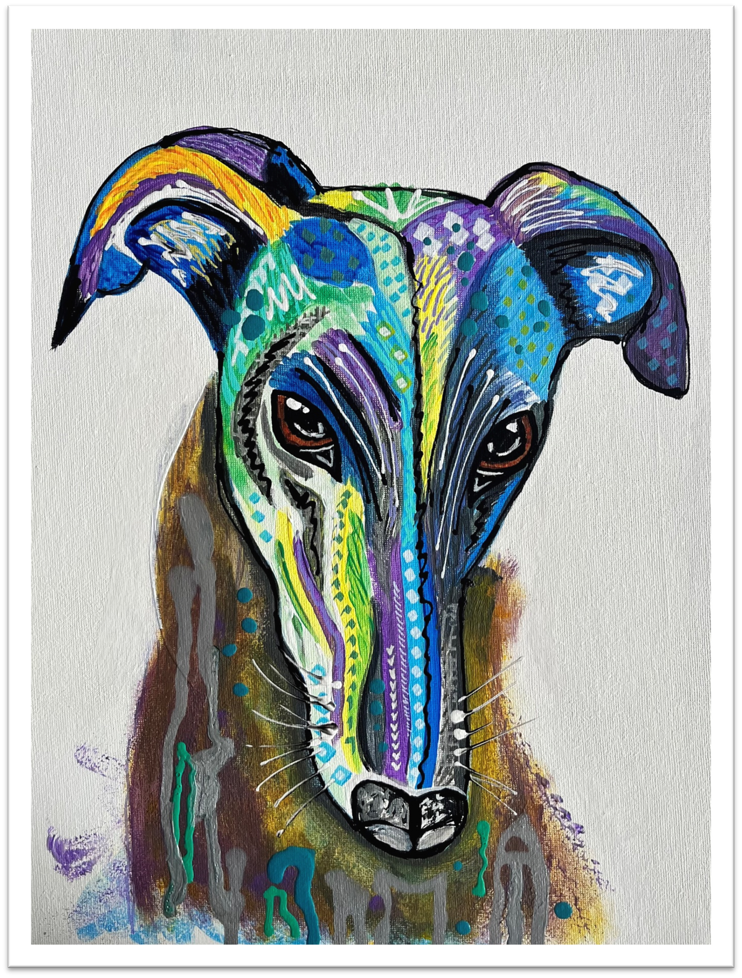 Lola the Greyhound - ORIGINAL MIXED MEDIA PAINTING