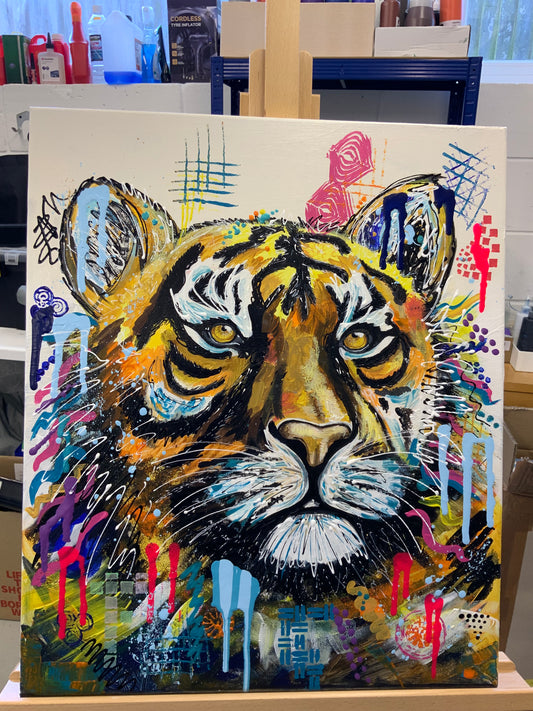 Maximus the Tiger - ORIGINAL MIXED MEDIA PAINTING