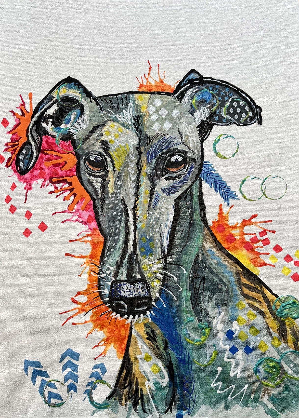 Milo the Italian Greyhound - ORIGINAL MIXED MEDIA PAINTING