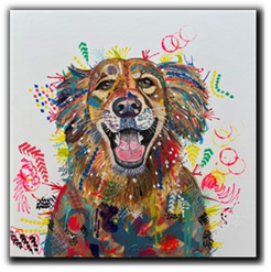 Harvey the Golden Retriever - ORIGINAL MIXED MEDIA PAINTING