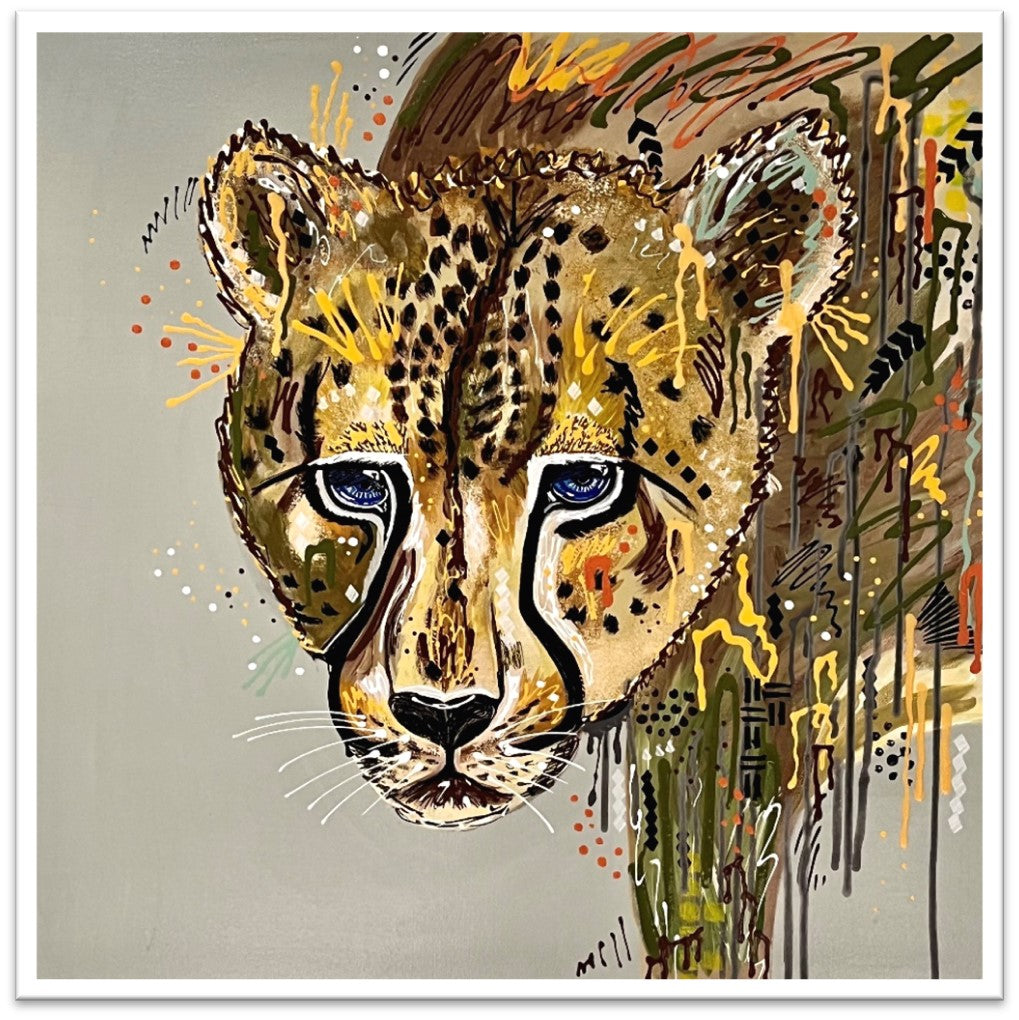 Nala the Cheetah - ORIGINAL MIXED MEDIA PAINTING