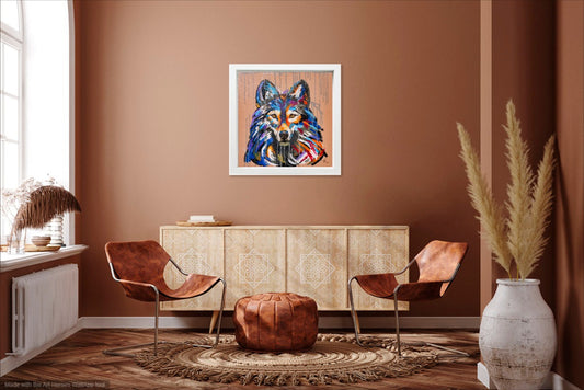 Koa the Wolf - ORIGINAL PAINTING - FRAMED