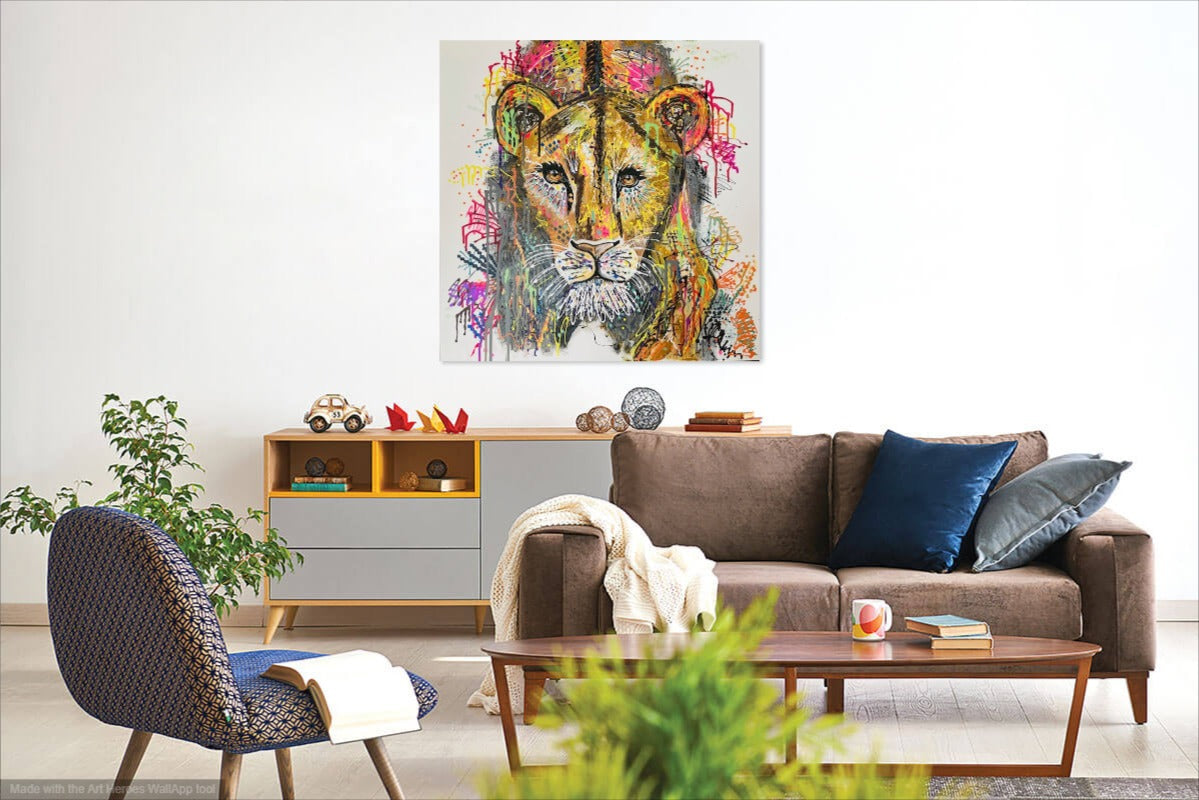 Luna the Lioness - ORIGINAL MIXED MEDIA PAINTING